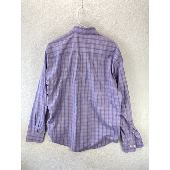 Peter Millar Button Front Shirt Men’s Size L Purple Check Long Sleeve Classic - Picture 7 of 7